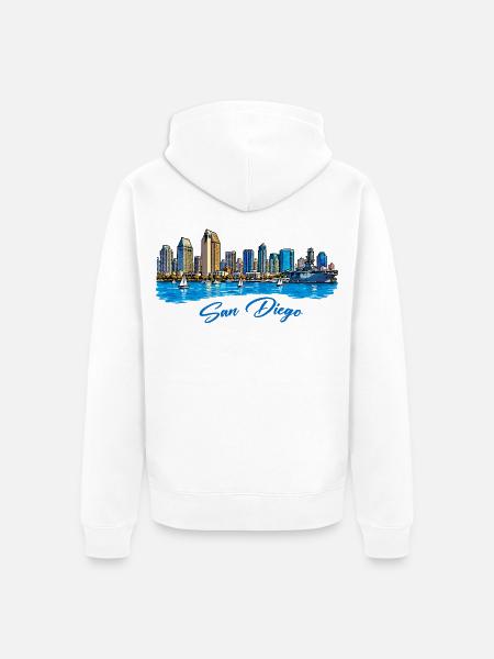 San Diego Skyline Küstenflair - Unisex Premium Bio Zip Hoodie - Weiß