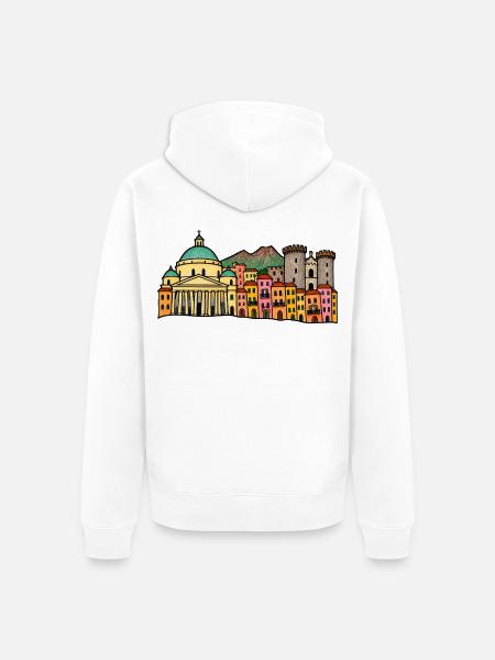 Handgezeichnete Skyline von Neapel - Unisex Premium Bio Zip Hoodie - Weiß