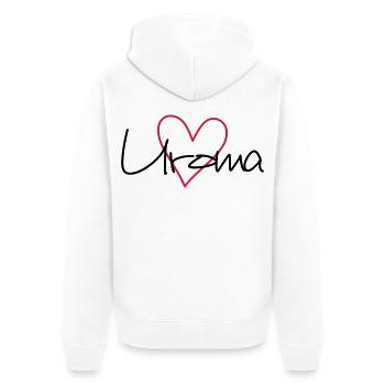 Uroma Herz Liebe werdende Oma Geschenk - Unisex Premium Bio Zip Hoodie - Weiß - Hinten - Thijin (182cm)