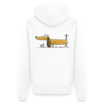 Lustiger Dackel - Dachshund - Teckel - Comic - Unisex Premium Bio Zip Hoodie - Weiß - Hinten - Thijin (182cm)