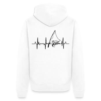 Fishing heart line - Unisex Premium Organic Zip Hoodie - white - Back - Thijin (182cm)