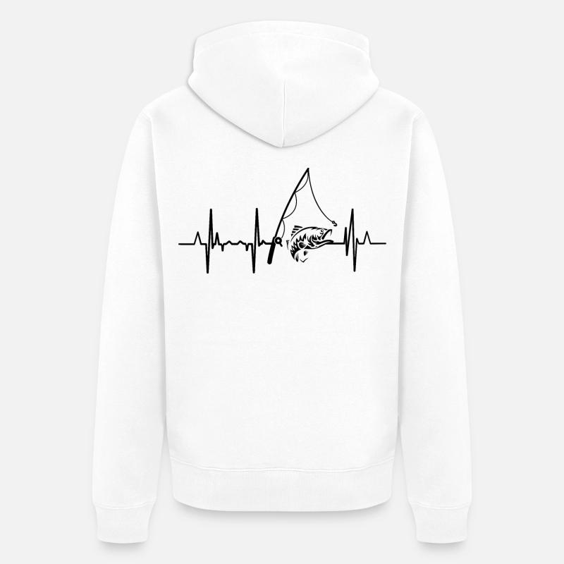 Fischerei Herzlinie - Unisex Premium Bio Zip Hoodie - Weiß