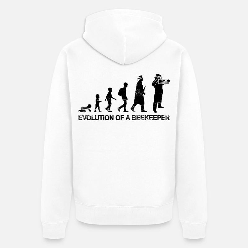 Die Entwicklung eines Imkers - Unisex Premium Bio Zip Hoodie - Weiß