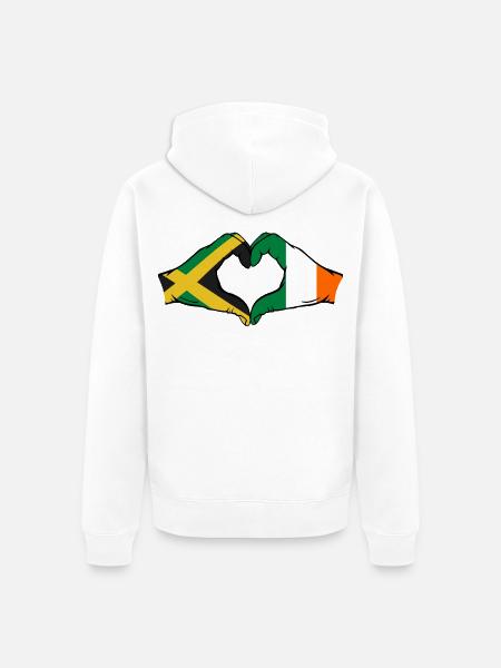 Jamaica Ireland Hands Heart Shape - Unisex Premium Organic Zip Hoodie - white