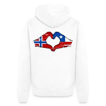Norway Chile flag hands heart shape used - Unisex Premium Organic Zip Hoodie - white - Back - Thijin (182cm)