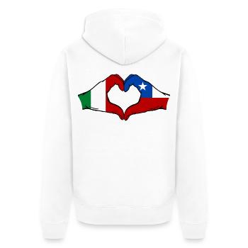 Italie Chili Drapeau Mains Coeur Forme - Veste à capuche bio Premium Unisexe - blanc - Dos - Thijin (182cm)