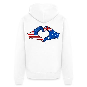 États-Unis, Australie, drapeau, main, forme de coeur - Veste à capuche bio Premium Unisexe - blanc - Dos - Thijin (182cm)