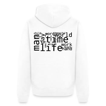 Nuage de mots anglais fréquents stylisé - Veste à capuche bio Premium Unisexe - blanc - Dos - Thijin (182cm)