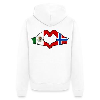 Mexico Norway flag hands heart shape - Unisex Premium Organic Zip Hoodie - white - Back - Thijin (182cm)