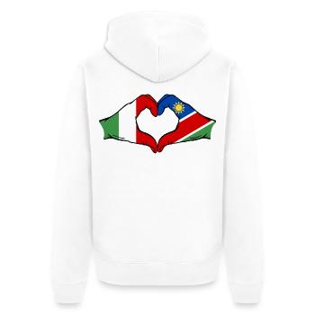 Italien Namibia Flagge Hände Herzform - Unisex Premium Bio Zip Hoodie - Weiß - Hinten - Thijin (182cm)