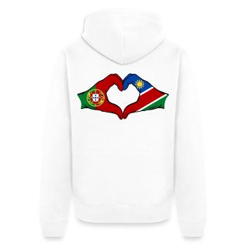 Portugal Namibia Flagge Herz - Unisex Premium Bio Zip Hoodie - Weiß - Hinten - Thijin (182cm)