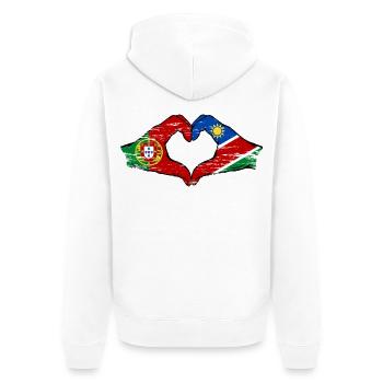 Portugal Namibia Flag Heart used - Unisex Premium Organic Zip Hoodie - white - Back - Thijin (182cm)