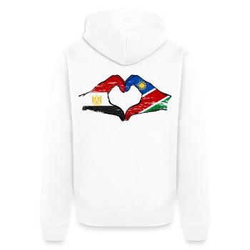Egypt Namibia Flag Hands Heart Shape Used - Unisex Premium Organic Zip Hoodie - white - Back - Thijin (182cm)