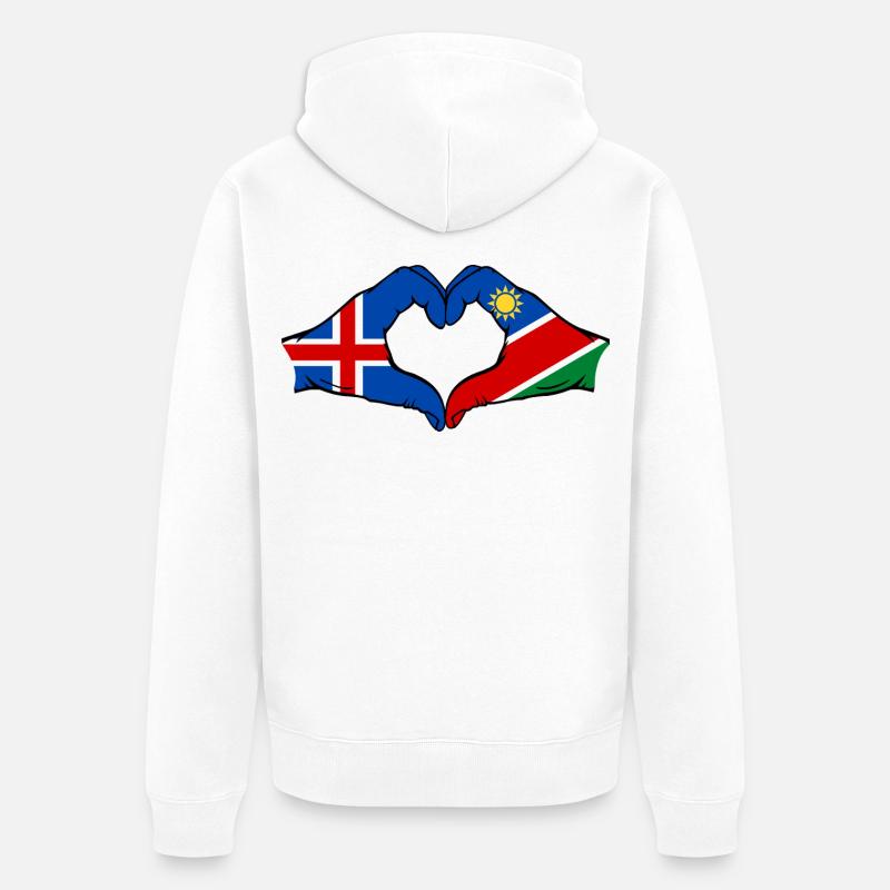 Island_Namibia_Flagge_Hände_Herzform - Veste à capuche bio Premium Unisexe - blanc