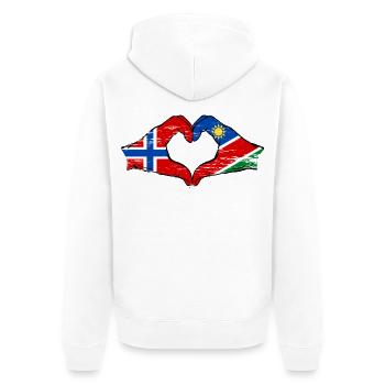 Norwegen Namibia Flagge Herz - Unisex Premium Bio Zip Hoodie - Weiß - Hinten - Thijin (182cm)