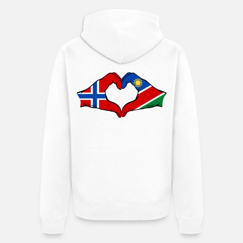 Norwegen_Namibia_Flagge_Hände_Herzform - Veste à capuche bio Premium Unisexe - blanc
