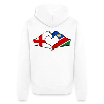 Drapeau de l’Angleterre Namibie Mains Cœur - Veste à capuche bio Premium Unisexe - blanc - Dos - Thijin (182cm)