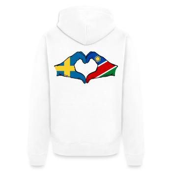 Schweden_Namibia_Flagge_Haende_Herzform - Unisex Premium Organic Zip Hoodie - white - Back - Thijin (182cm)