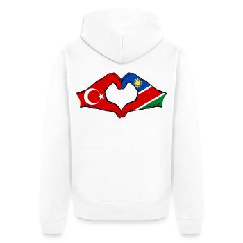 Türkiye Namibia flag hands heart shape - Unisex Premium Organic Zip Hoodie - white - Back - Thijin (182cm)