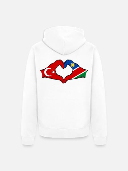 Türkiye Namibia flag hands heart shape - Unisex Premium Organic Zip Hoodie - white