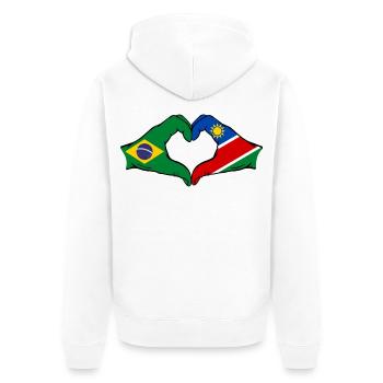 Brasilien Palästina Flagge Hände Herzform - Unisex Premium Bio Zip Hoodie - Weiß - Hinten - Thijin (182cm)