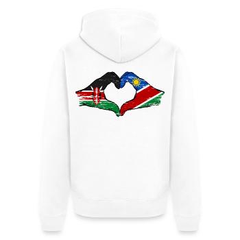 Kenya Namibia Flag Hands Heart Shape used - Unisex Premium Organic Zip Hoodie - white - Back - Thijin (182cm)