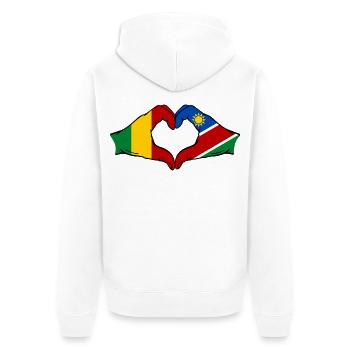 Mali Nairobi Flagge Hände Herz - Unisex Premium Bio Zip Hoodie - Weiß - Hinten - Thijin (182cm)