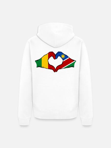 Mali Nairobi Flag Hands Heart - Unisex Premium Organic Zip Hoodie - white