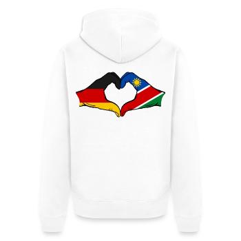 Germany Namibia Flag Hands Heart Shape - Unisex Premium Organic Zip Hoodie - white - Back - Thijin (182cm)