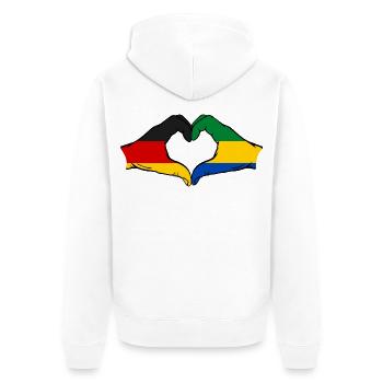 Deutshland Gabun Flagge Hände Herzform - Unisex Premium Bio Zip Hoodie - Weiß - Hinten - Thijin (182cm)