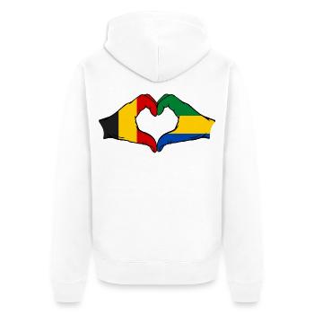 Belgium Gabon flag hands heart shape used - Unisex Premium Organic Zip Hoodie - white - Back - Thijin (182cm)