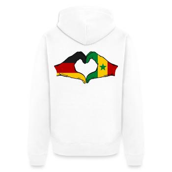 Drapeau de l'Allemagne et du Sénégal en forme de cœur - Veste à capuche bio Premium Unisexe - blanc - Dos - Thijin (182cm)