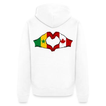 Cœur du Sénégal et drapeaux du Canada - Veste à capuche bio Premium Unisexe - blanc - Dos - Thijin (182cm)