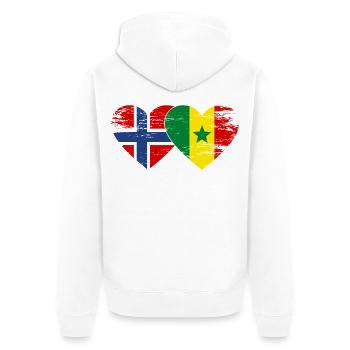 Norvège Sénégal Drapeau Coeur - Veste à capuche bio Premium Unisexe - blanc - Dos - Thijin (182cm)