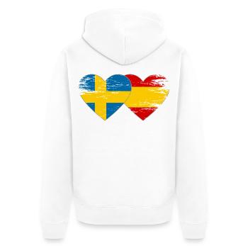 Schweden Spanien Flagge Herz used - Unisex Premium Bio Zip Hoodie - Weiß - Hinten - Thijin (182cm)