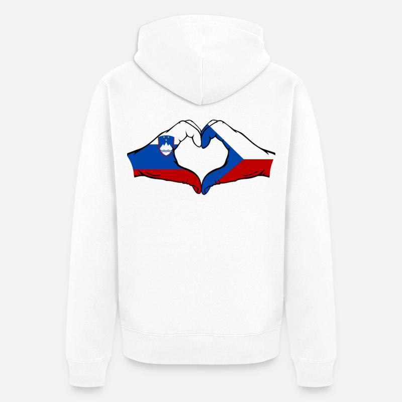 Drapeau de la Slovénie et de la République tchèque - Veste à capuche bio Premium Unisexe - blanc