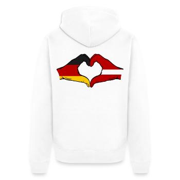 Hollande Lettonie drapeau mains forme de coeur utilisé - Veste à capuche bio Premium Unisexe - blanc - Dos - Thijin (182cm)