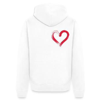 Ligne de battement de cœur avec cœur rouge - Veste à capuche bio Premium Unisexe - blanc - Dos - Thijin (182cm)