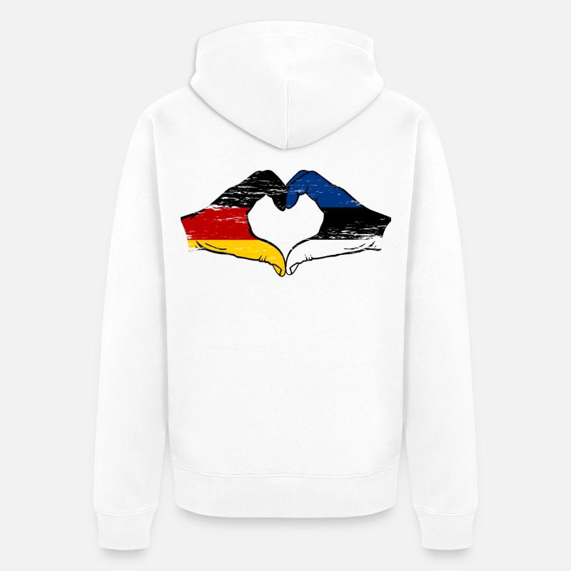 Drapeau allemand Estonie Heart utilisé - Veste à capuche bio Premium Unisexe - blanc