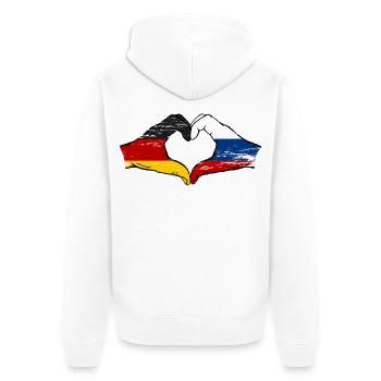 Deutschland Russland Flagge Herz - Unisex Premium Bio Zip Hoodie - Weiß - Hinten - Thijin (182cm)