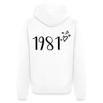 1981 - Unisex Premium Bio Zip Hoodie - Weiß - Hinten - Thijin (182cm)