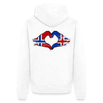 Norvège Islande Drapeau Mains Cœur - Veste à capuche bio Premium Unisexe - blanc - Dos - Thijin (182cm)