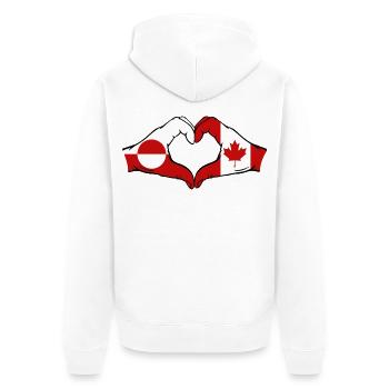 Drapeau du Canada Groenland, Mains en forme de cœur - Veste à capuche bio Premium Unisexe - blanc - Dos - Thijin (182cm)