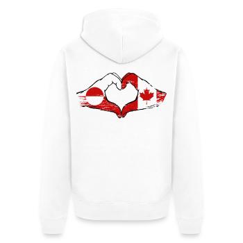 Mains du drapeau du Groenland, Canada, forme de cœur utilisée - Veste à capuche bio Premium Unisexe - blanc - Dos - Thijin (182cm)