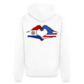 Paraguay USA Flag Heart - Unisex Premium Organic Zip Hoodie - white - Back - Thijin (182cm)