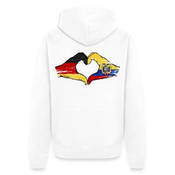 Deutschland Ecuador Flagge Herz used - Unisex Premium Bio Zip Hoodie - Weiß - Hinten - Thijin (182cm)