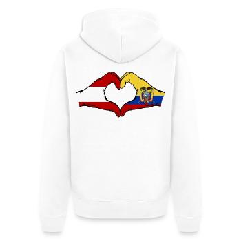 Österreich Ecuador Flagge Herz - Unisex Premium Bio Zip Hoodie - Weiß - Hinten - Thijin (182cm)