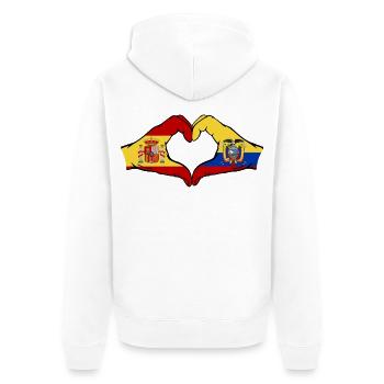 Spanien Ecuador Flagge Herz - Unisex Premium Bio Zip Hoodie - Weiß - Hinten - Thijin (182cm)