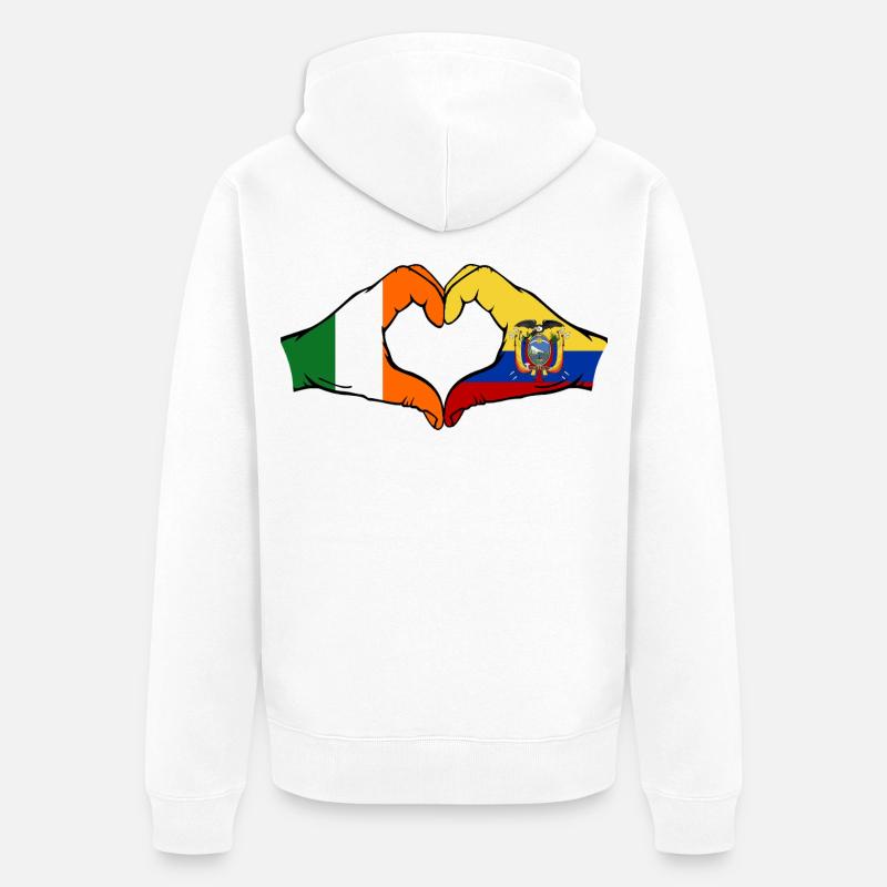 Cœur du drapeau Irlande Équateur - Veste à capuche bio Premium Unisexe - blanc