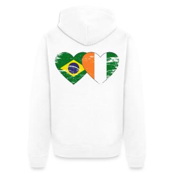 Brasillien_Elfenbeinkueste_Flagge_Herz_used - Unisex Premium Organic Zip Hoodie - white - Back - Thijin (182cm)